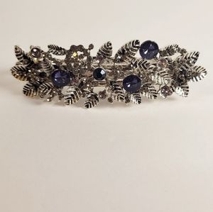 Floral Blue Hair Barette Clip